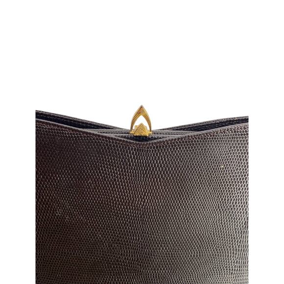 Rich craft women brown lizard leather twist closure handbag - Picture 2 of 6